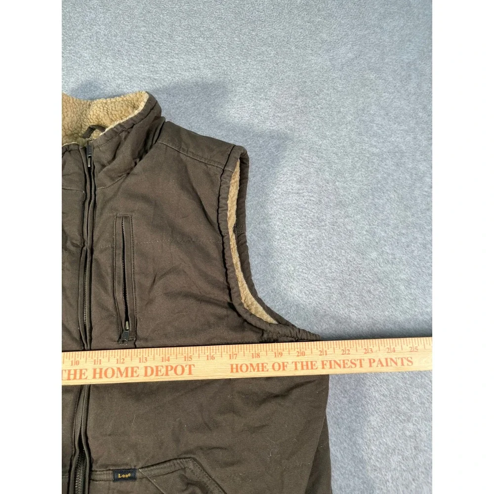 Lee Vest Mens Medium Brown Excellent Vintage Sherpa Lined Canvas Workwear Zip